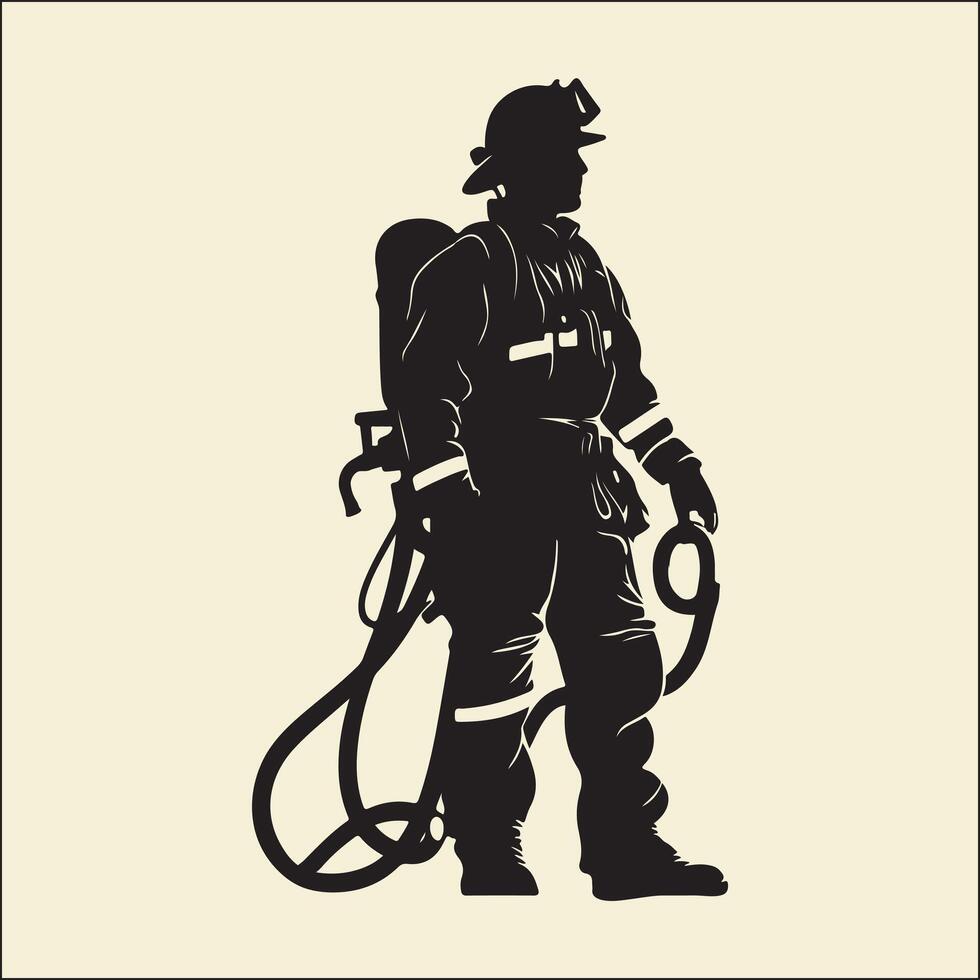 Firefighter Hose, Silhouette Carry Rescue vector