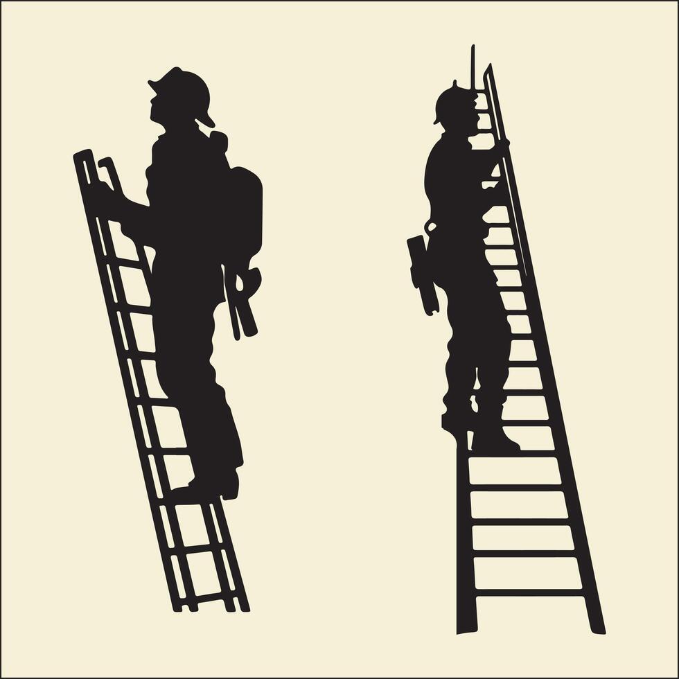 Firefighter Ladder, Silhouette Rescue vector