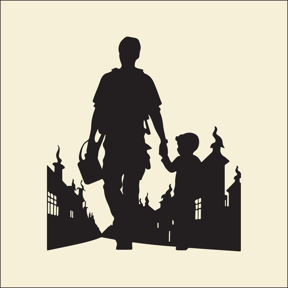 Fire Safety Plan Silhouette Protection vector
