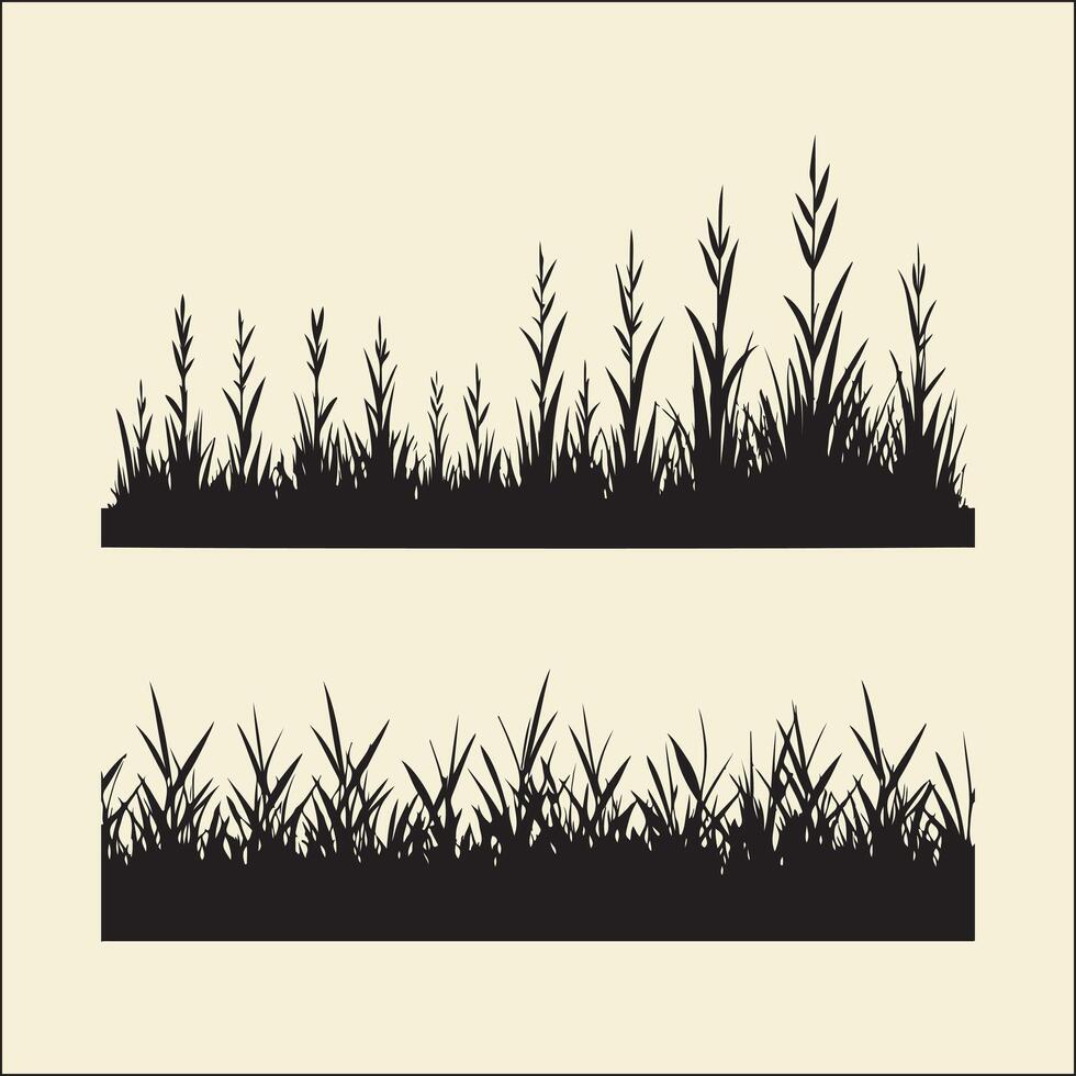 Grass Field Silhouette set vector