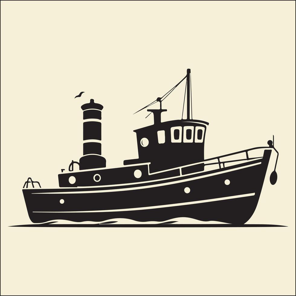Tug Boat Silhouette, Ship vector