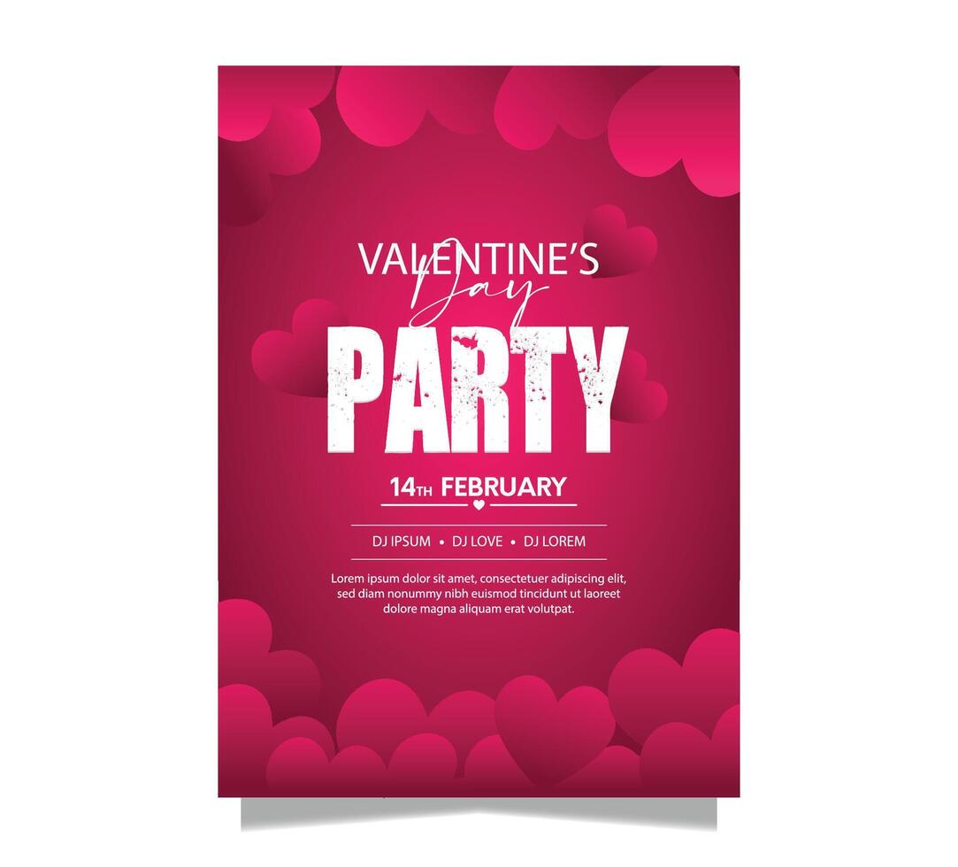 Valentines day party poster template design with heart vector