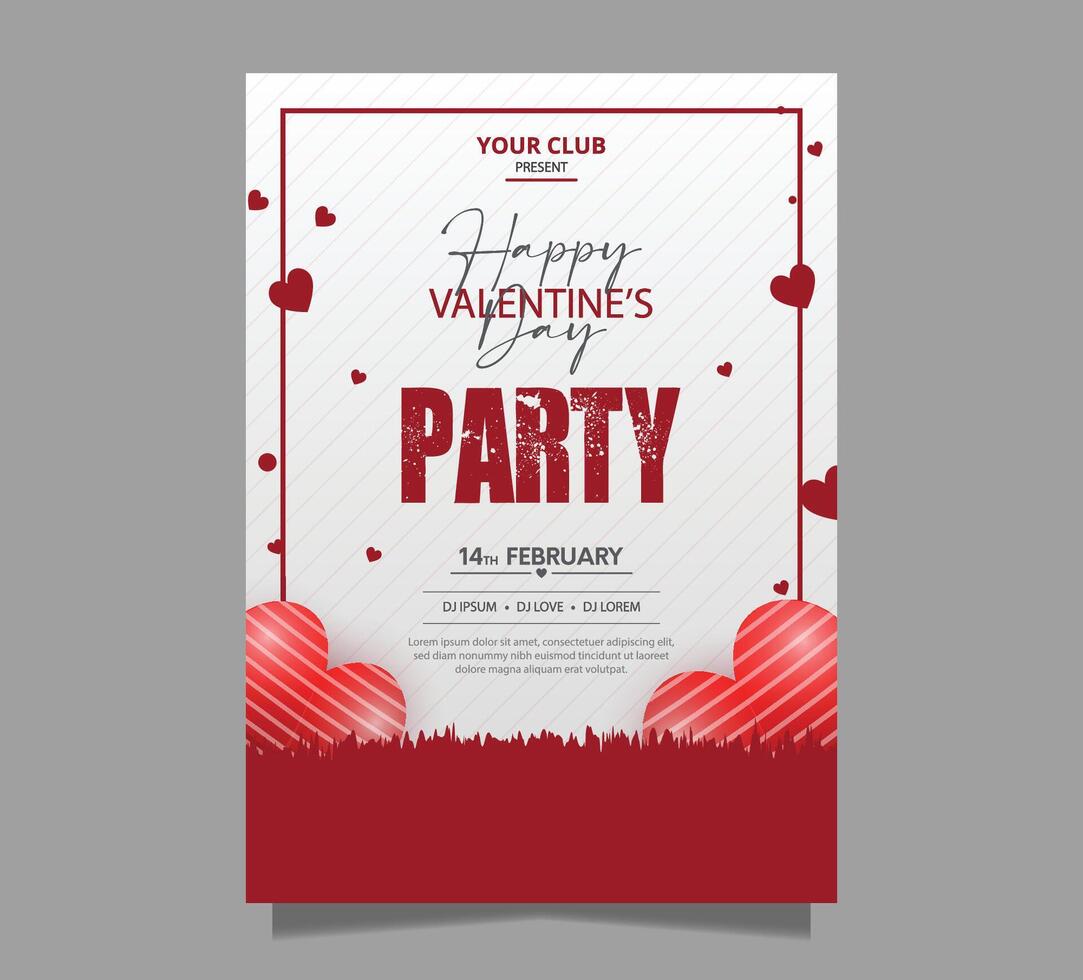 Realistic valentine's day party banner design vector