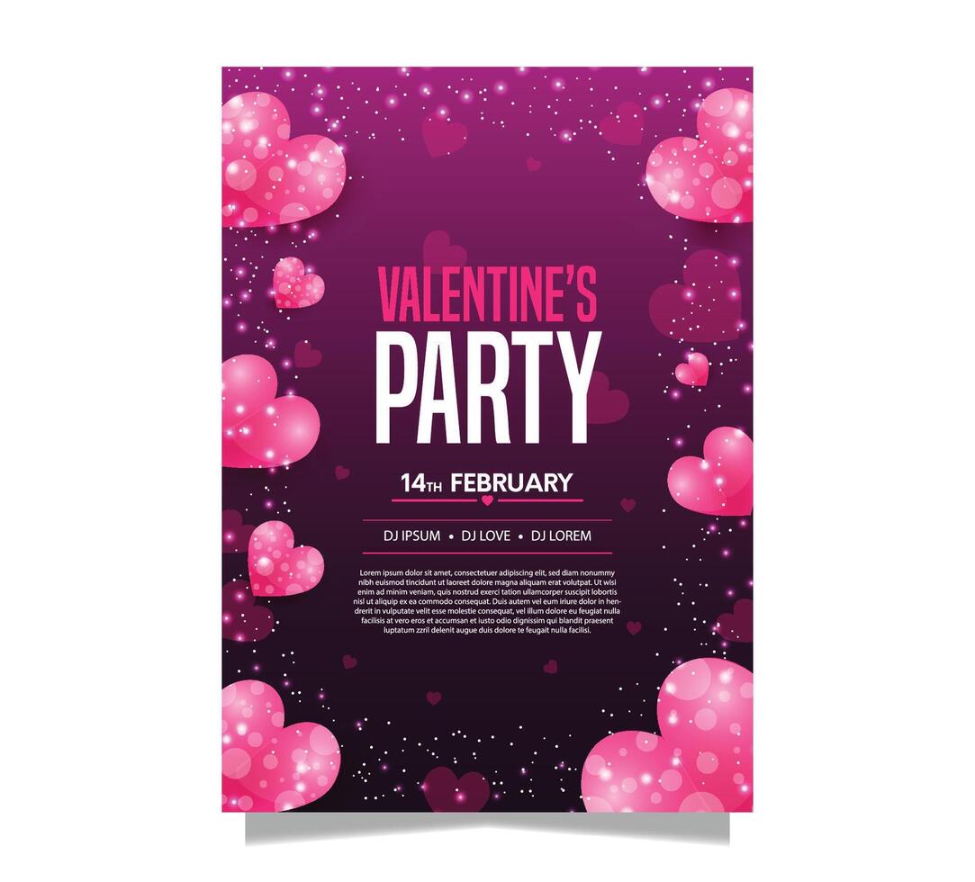 Red Luxury valentines day party poster template vector