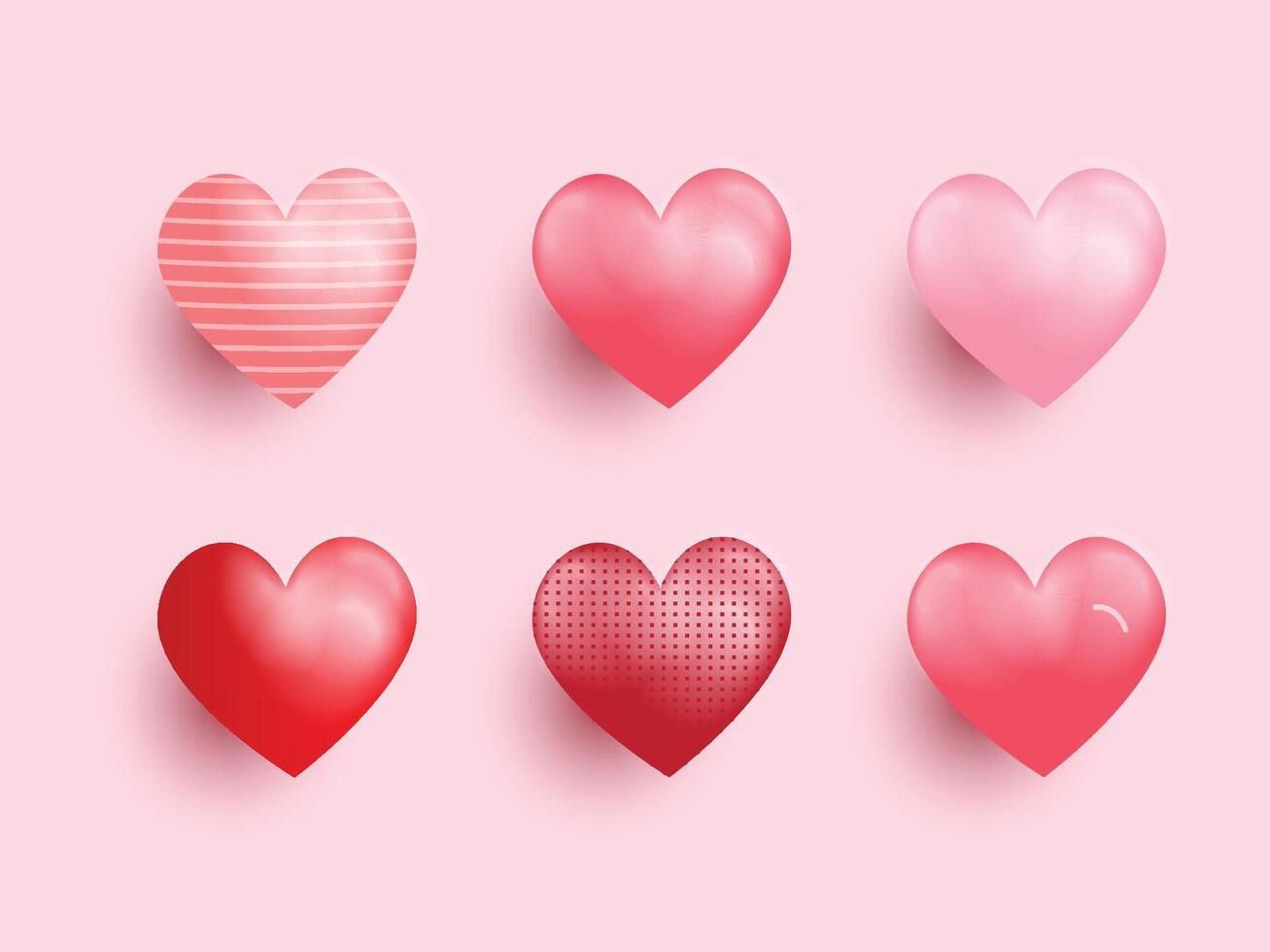 3D creative Valentine's day heart design set vector