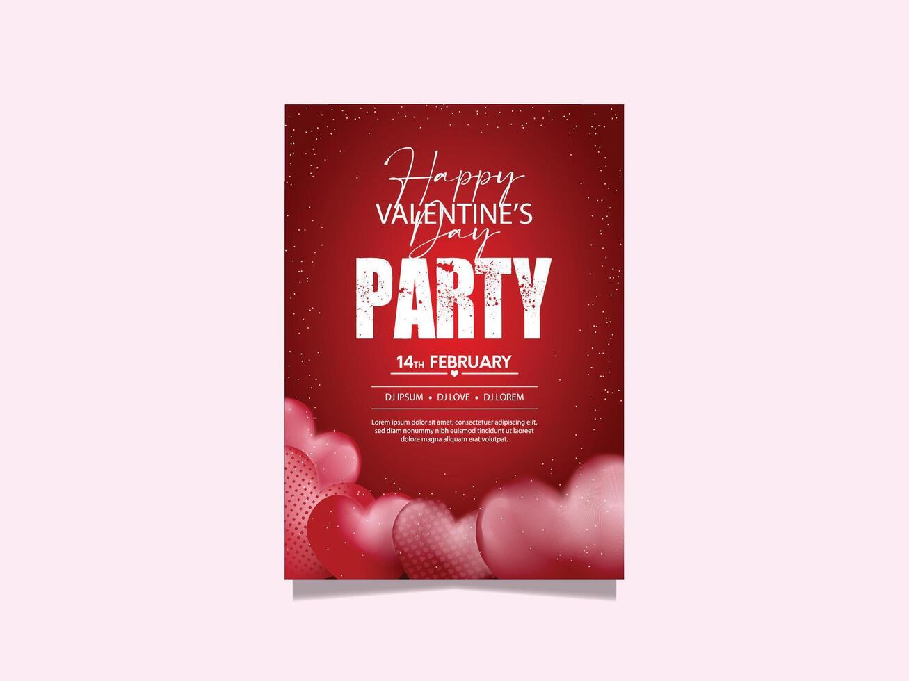 Realistic valentine's day flyer creative banner with heart vector