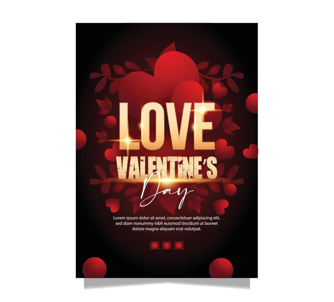 Luxury 3D valentines day party poster template with red heart vector