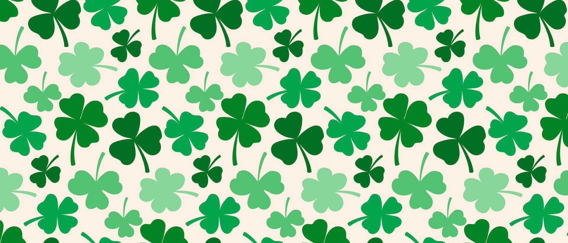 Seamless pattern of green clover leaves for St. Patrick's Day. vector