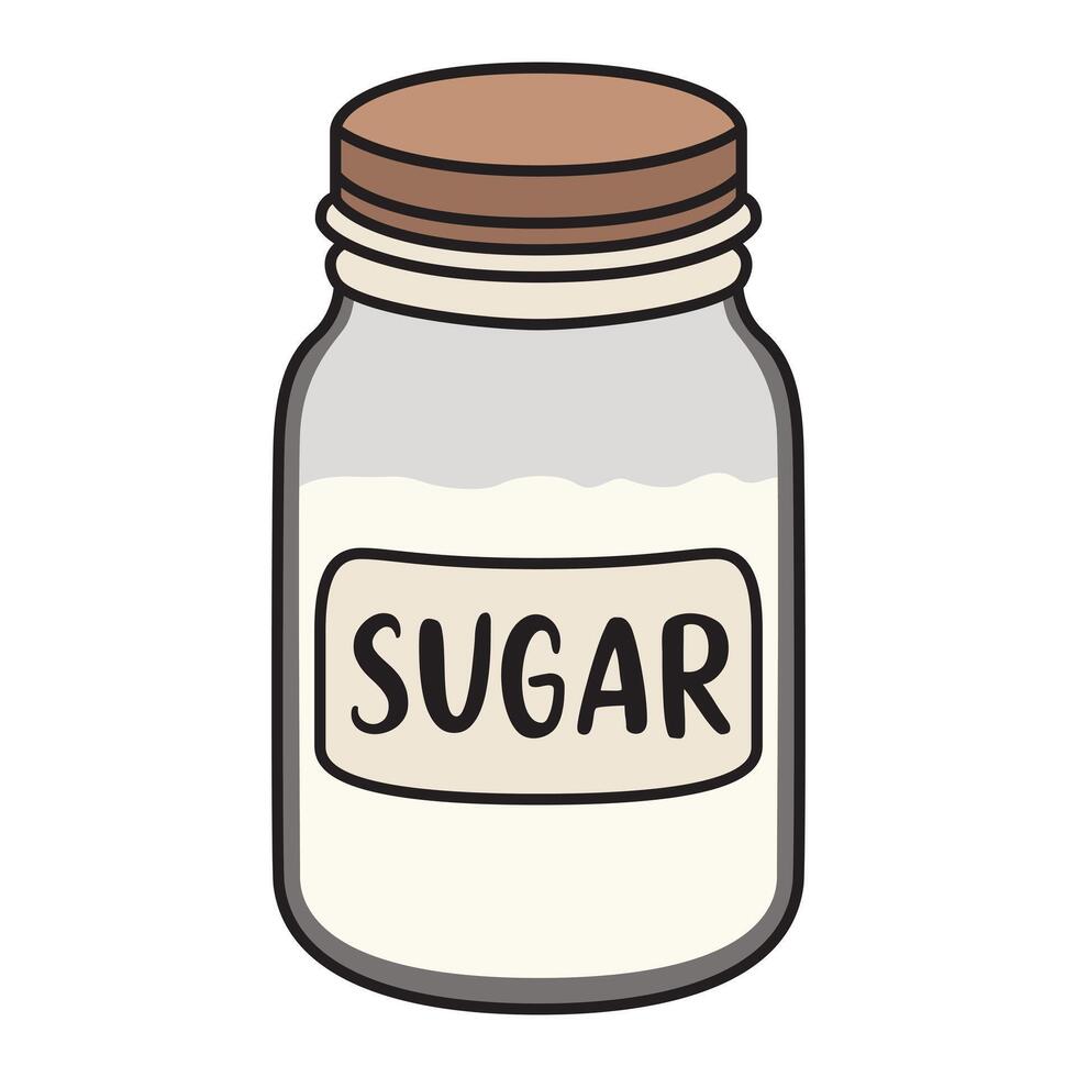 A drawing of a glass jar filled with sugar. vector