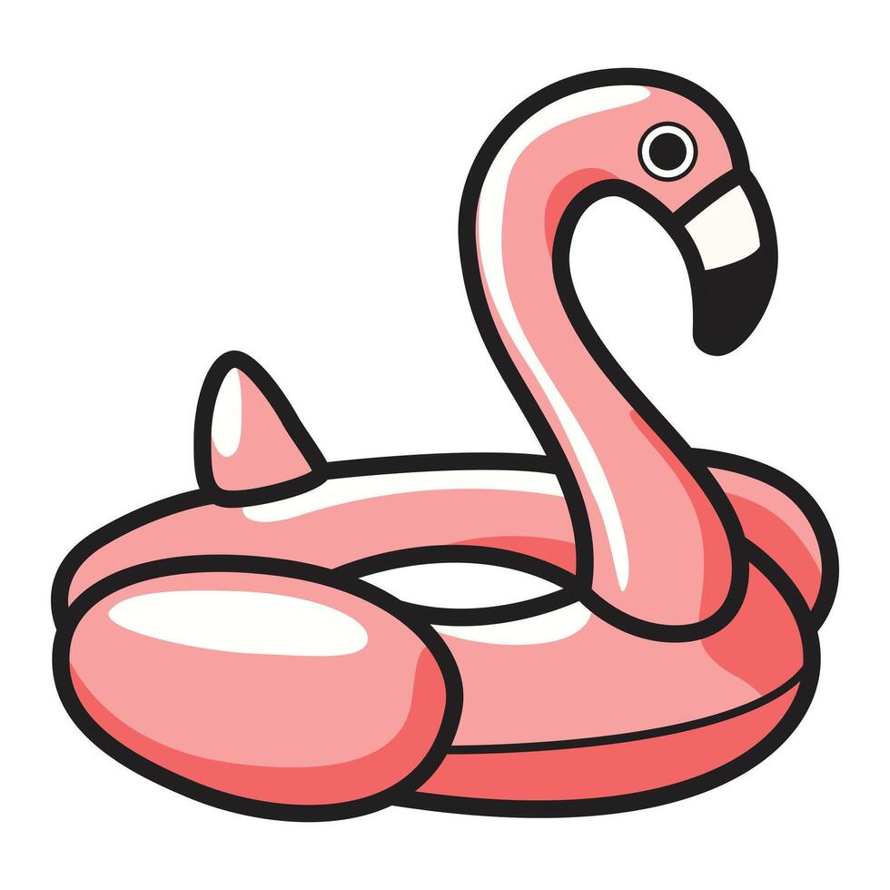 A drawing of a pink flamingo lifebuoy, featuring a bright and cheerful design. vector