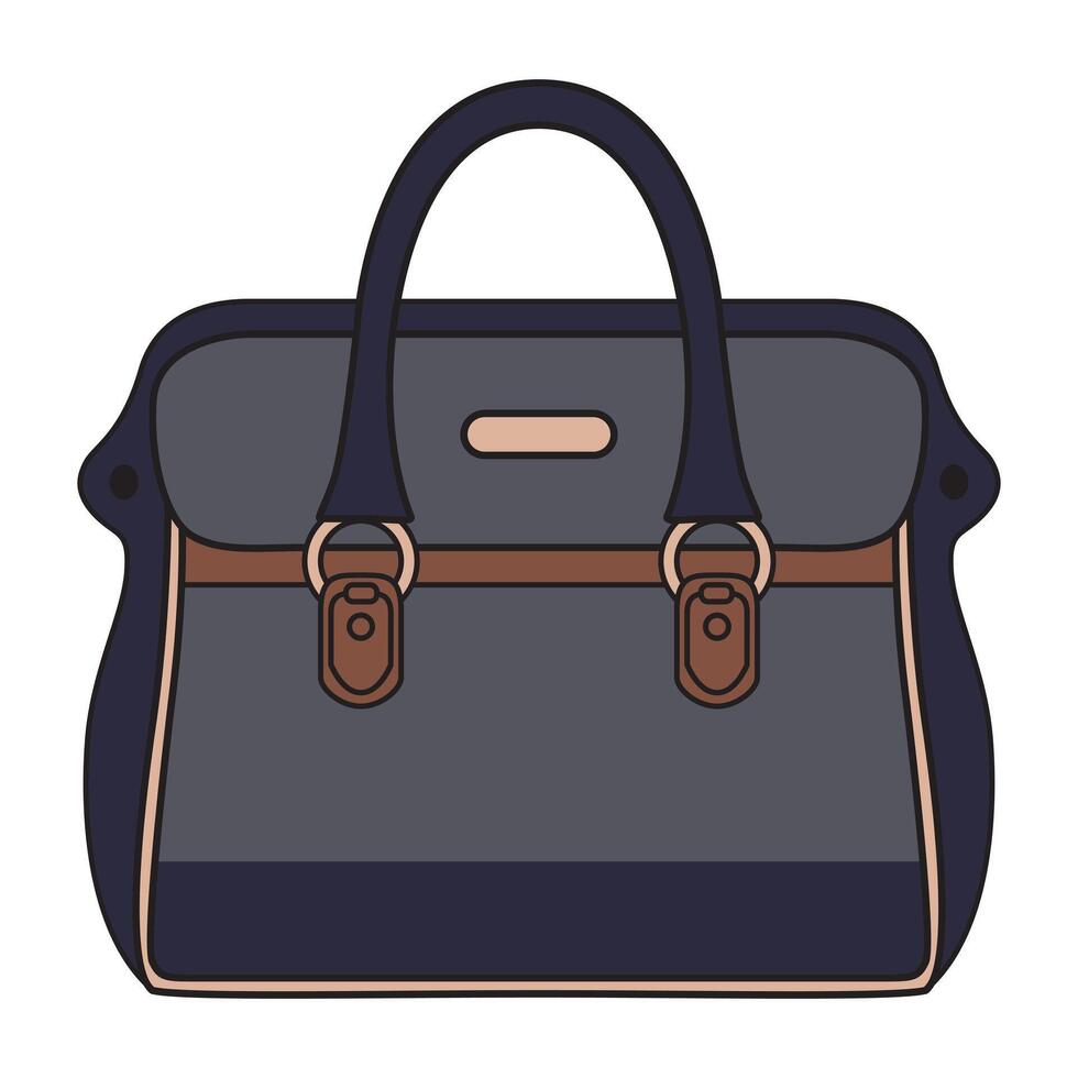 A drawing of a blue fashion bag, designed with a modern, sleek look. vector