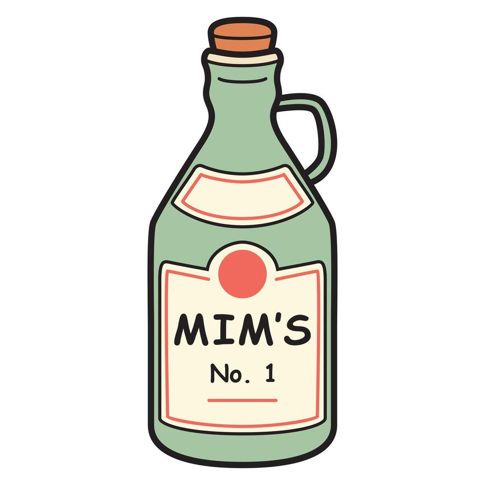 A drawing of a big glass bottle, showcasing a large, transparent glass container with a smooth, shiny surface. vector