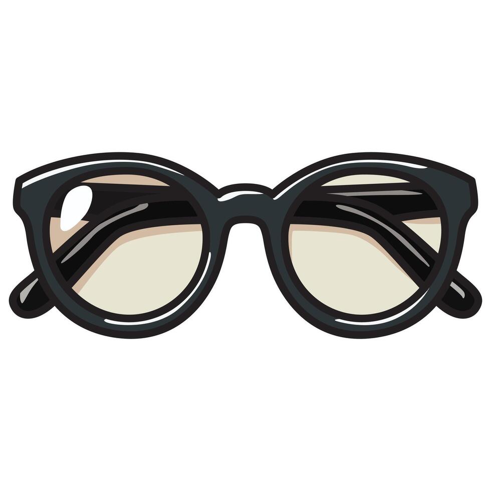 A drawing of classic black glasses, featuring a sleek, minimalist design. vector