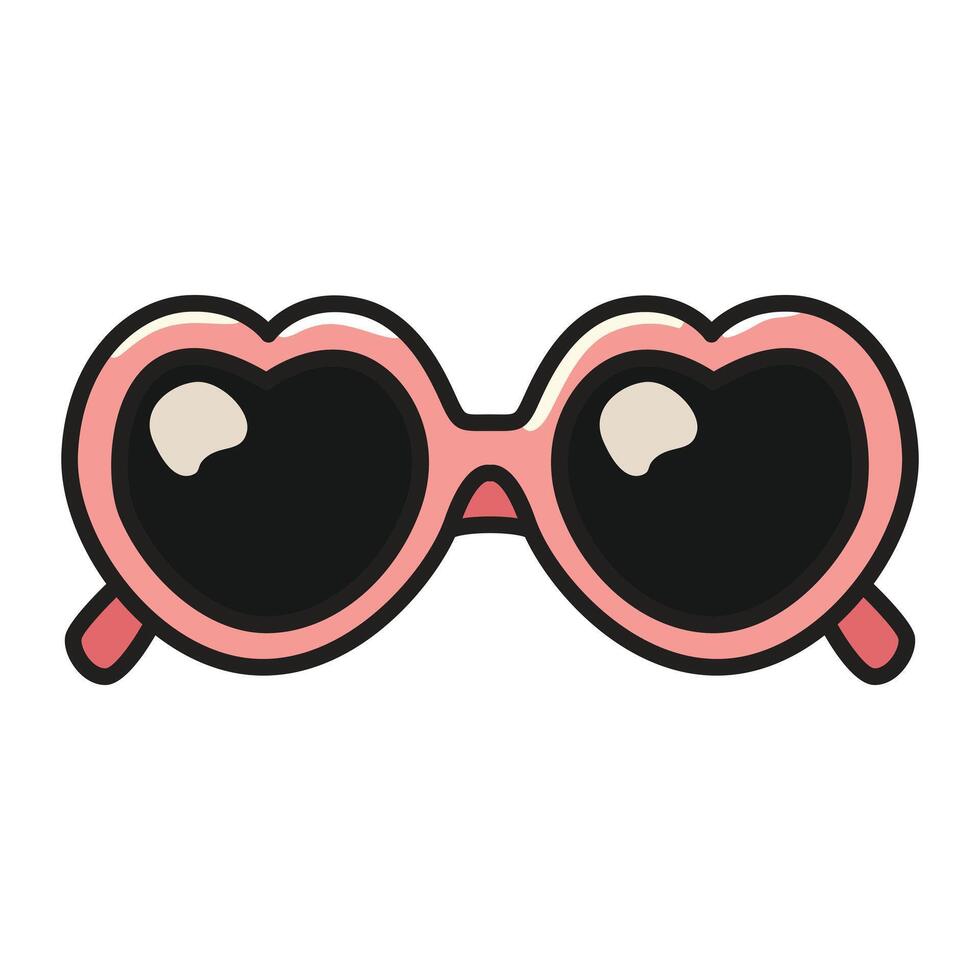 A drawing of heart-shaped sunglasses, featuring a trendy and playful design. vector