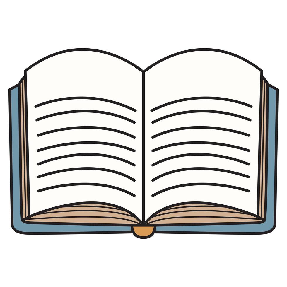 A drawing of an open book with neatly arranged pages, symbolizing knowledge, education, and literature. vector