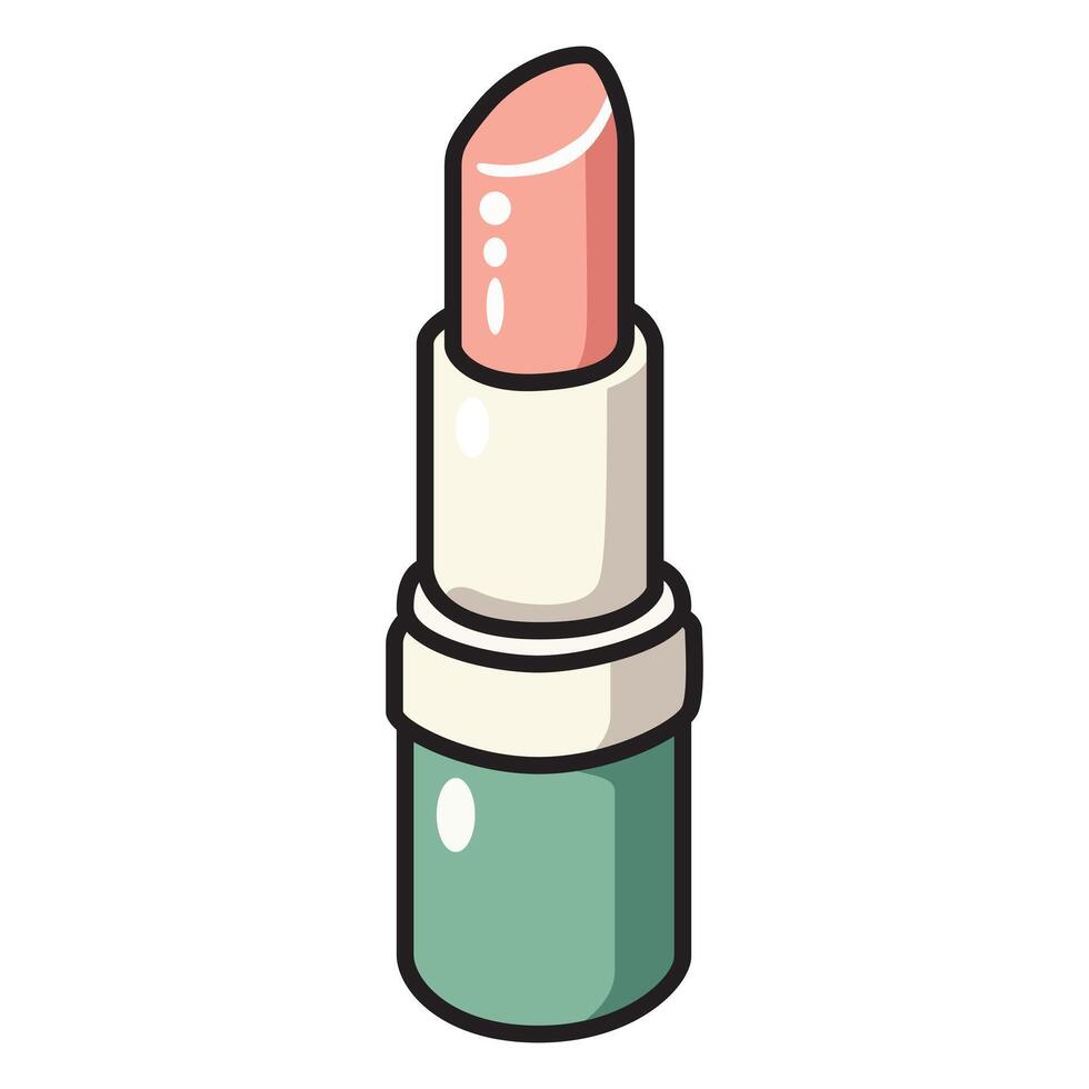 A drawing of a flat icon representing a pink lipstick. vector