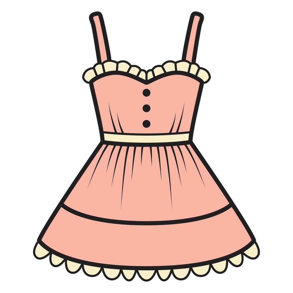 A drawing of a pink summer dress, featuring a light, breezy fabric perfect for warm weather. vector
