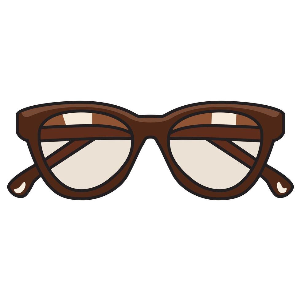 A drawing of stylish brown glasses with a sleek and modern design. vector