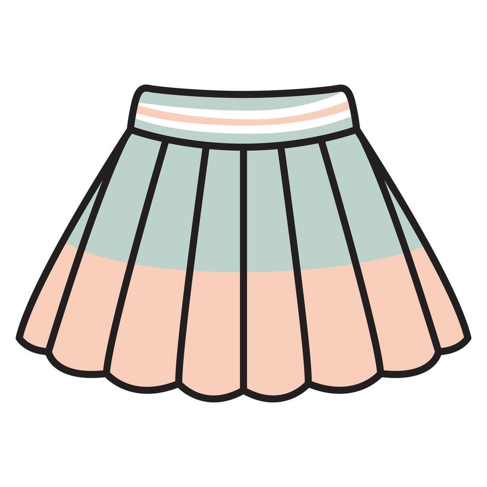 A drawing of a tennis skirt, designed with a flattering fit and a flared silhouette for optimal comfort and movement. vector