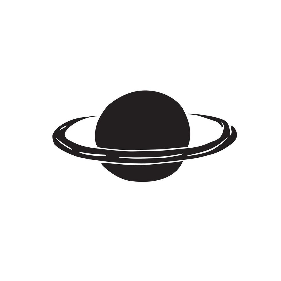 Hand drawn doodle sketch Saturn planet vector