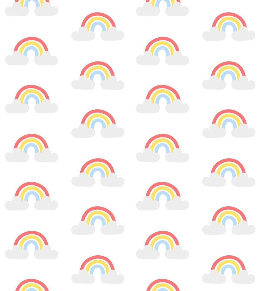 Seamless pattern of hand drawn rainbow isolated on white background vector