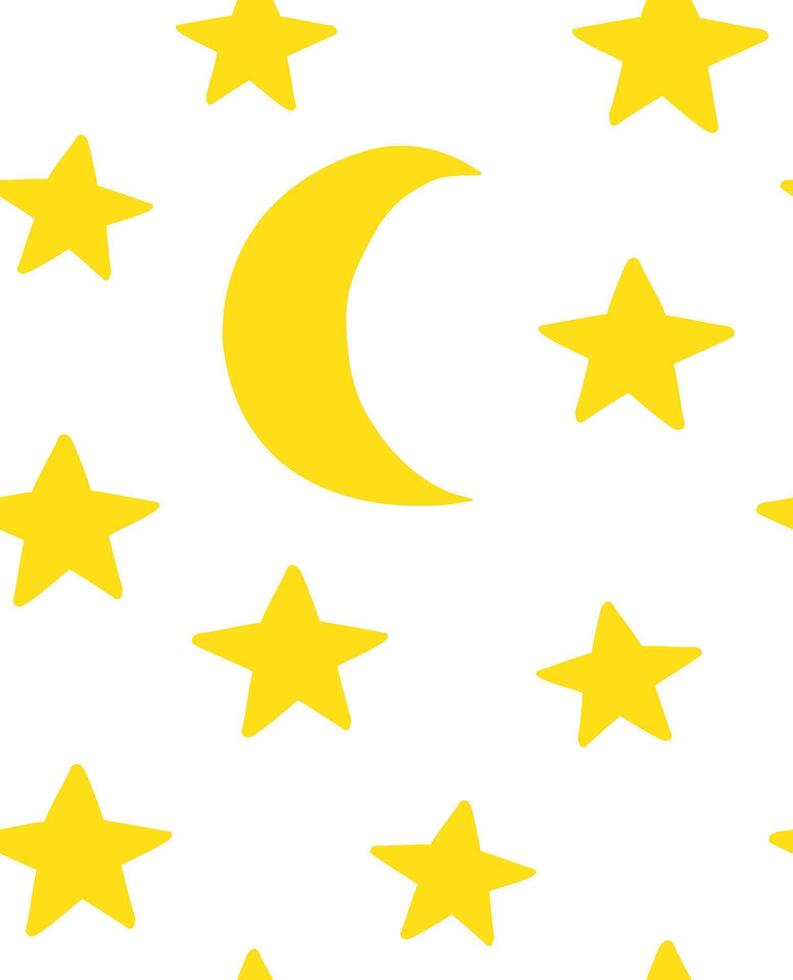 Seamless pattern of hand drawn doodle sketch stars and moon isolated on white background vector