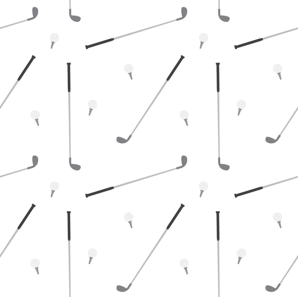 Seamless pattern of flat outline golf ball and stick vector