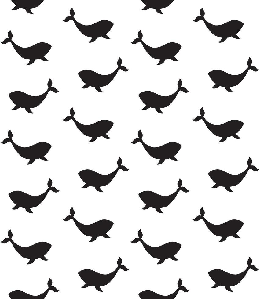 Seamless pattern of hand drawn whale isolated on white background vector