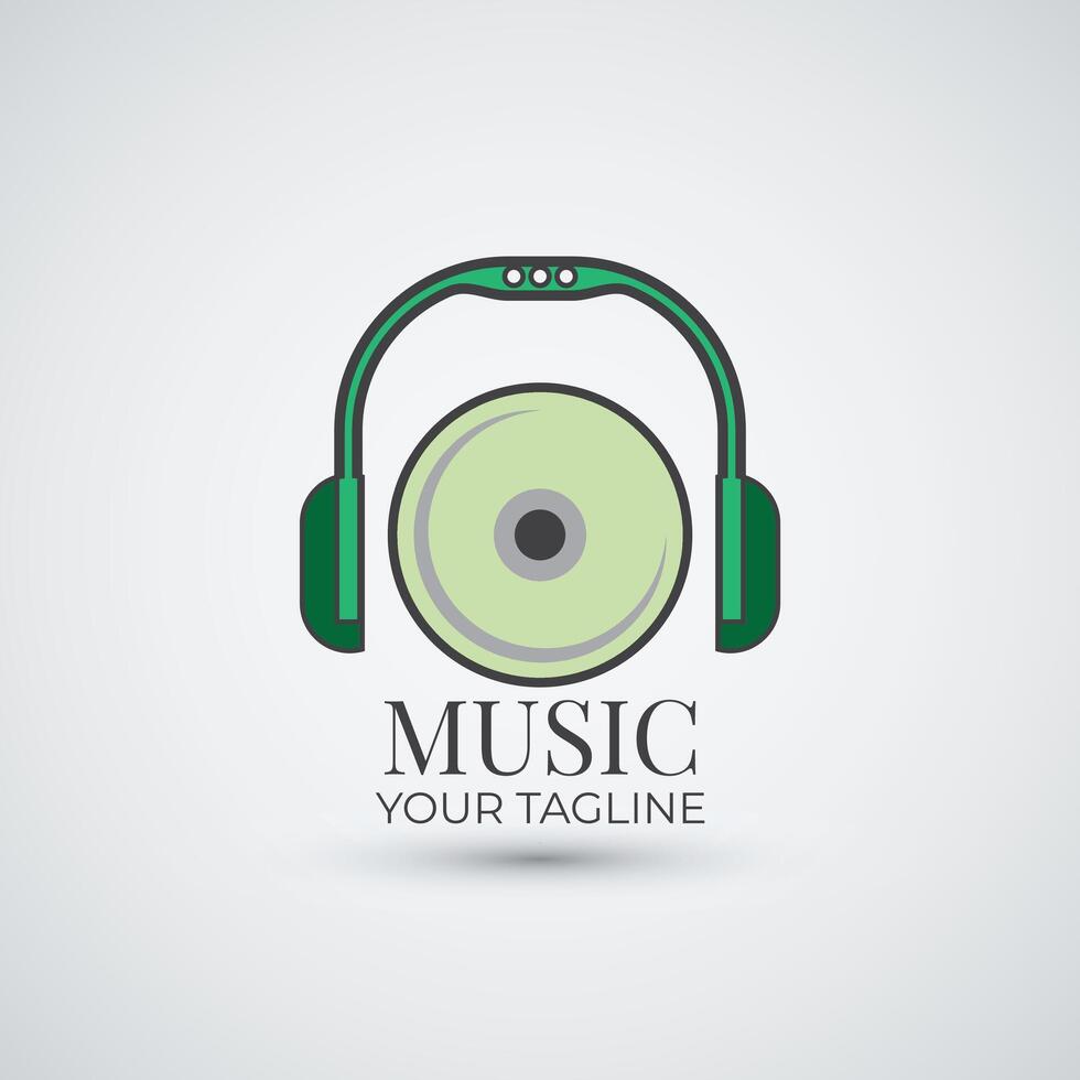 green headphone music logo design icon template vector