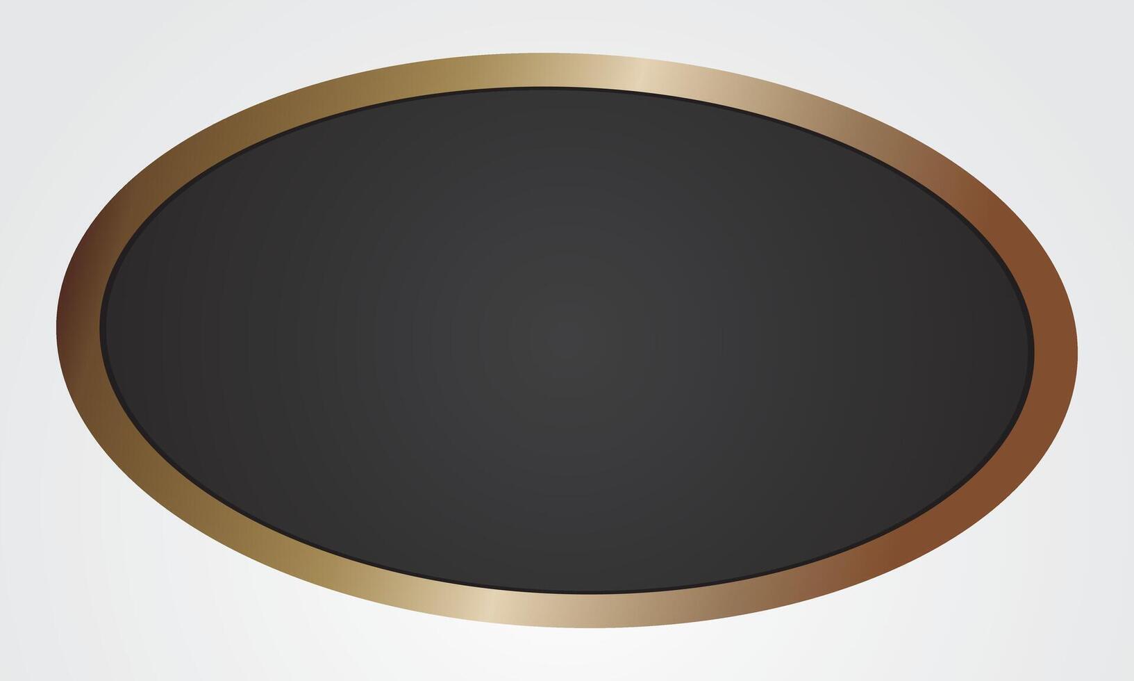 Black oval circle outline metal brown isolated white background. Oval metal frame vector