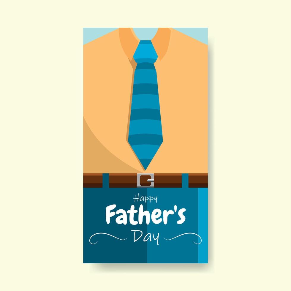 Father's day greeting card with shirt and tie in flat design vector