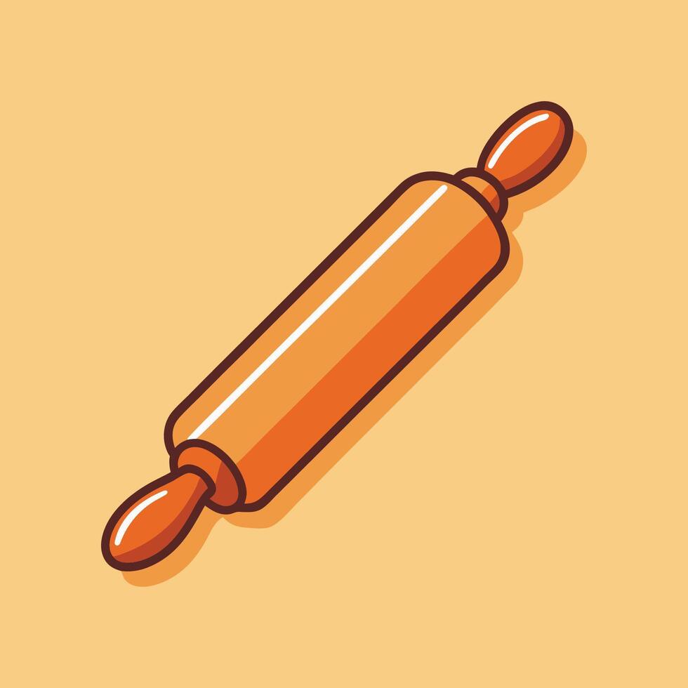 Rolling Pin Cooking Tool Cartoon Icon Illustration Kitchen Tool Concept vector