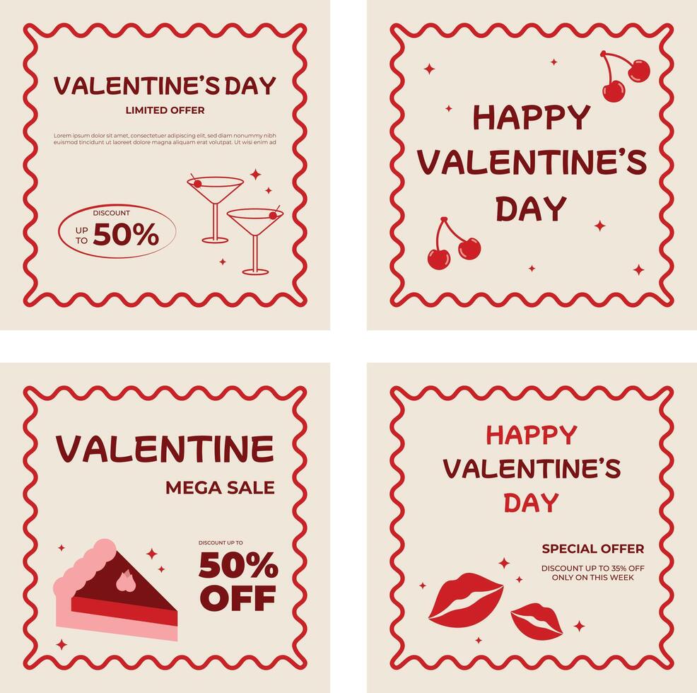 Simple valentine template set vector