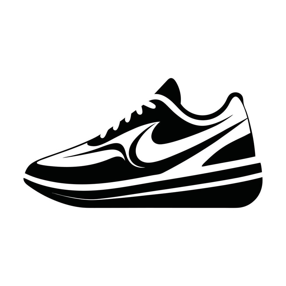 a black and white shoe on a white background vector