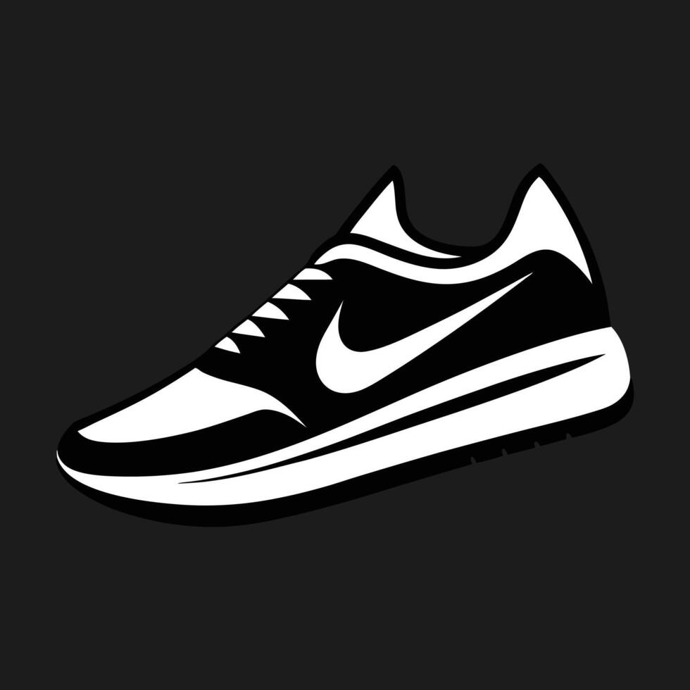 a black and white shoe on a black background vector