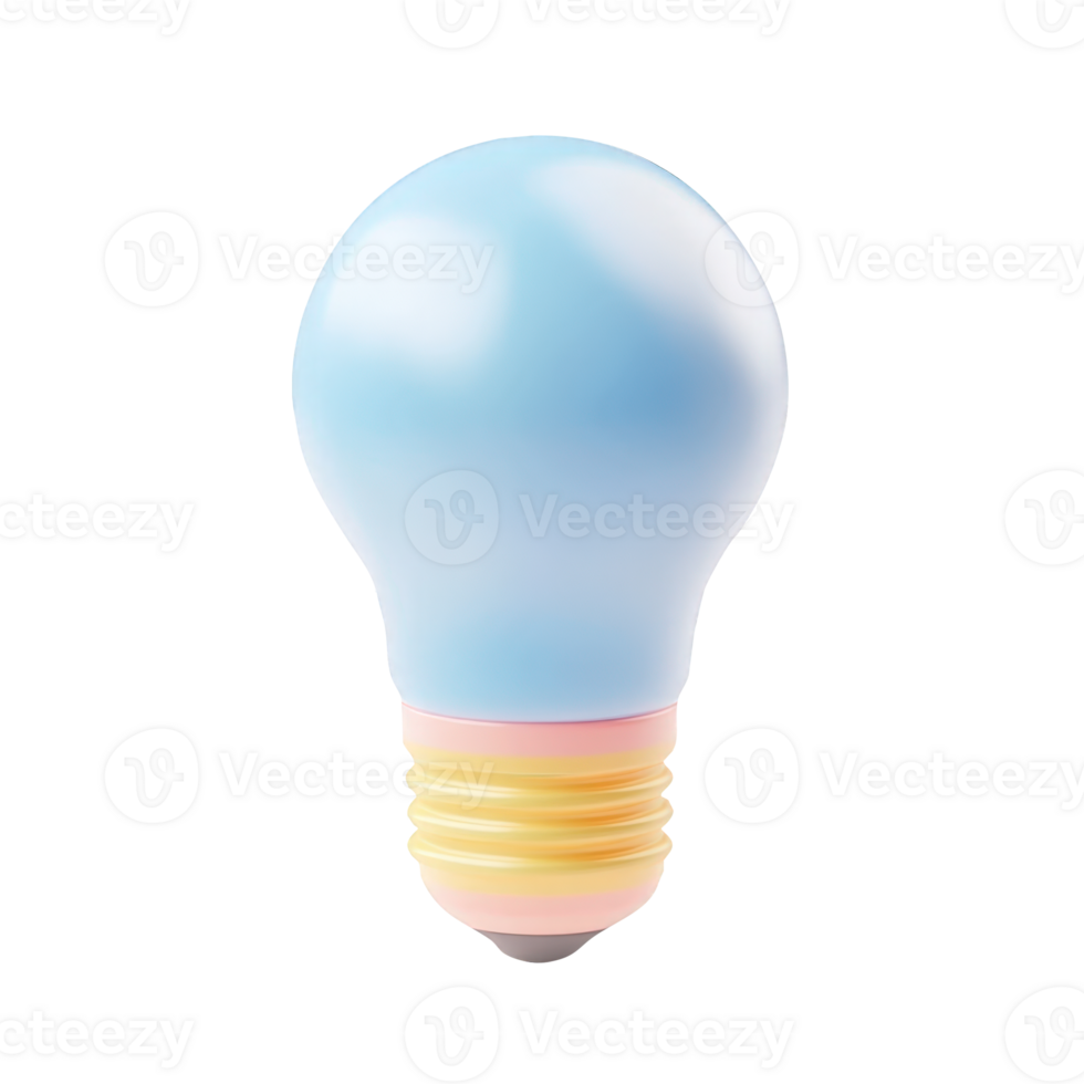 3d icon blue Light bulb symbolizing creative idea, innovation, and inspiration on a transparent png
