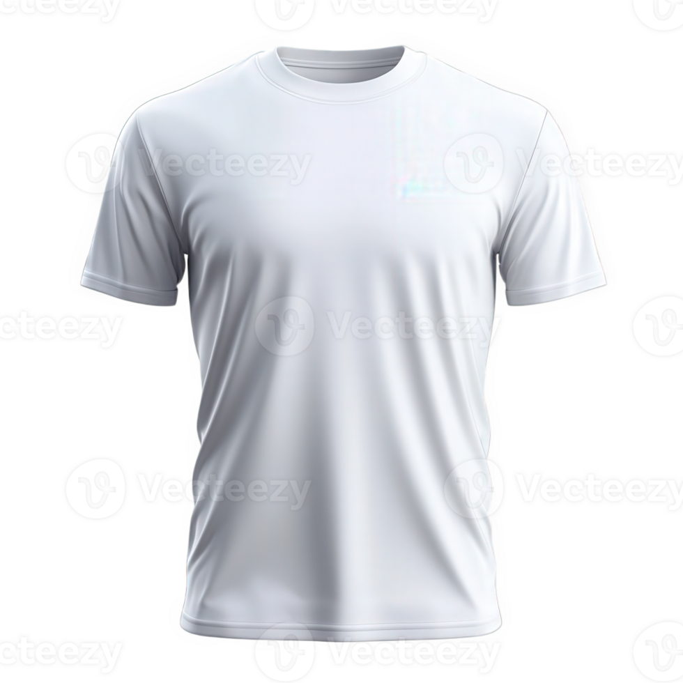 3d White crew neck t-shirt lying flat, short mockup displaying graphic design against cutout isolated on a transparent background png