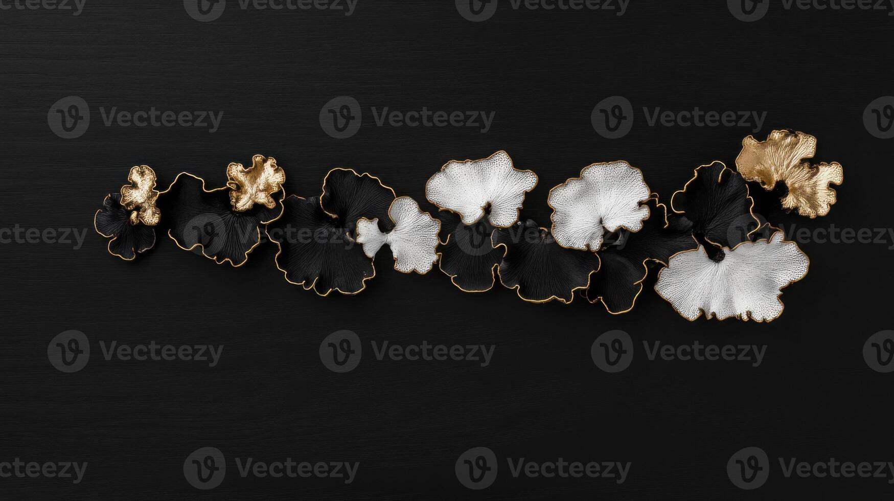 Stonewall Rim lichen in black and gold colors on dark matte background photo