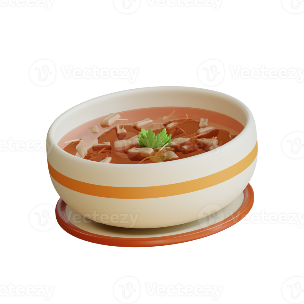 3D Render of a Bowl of Soup png