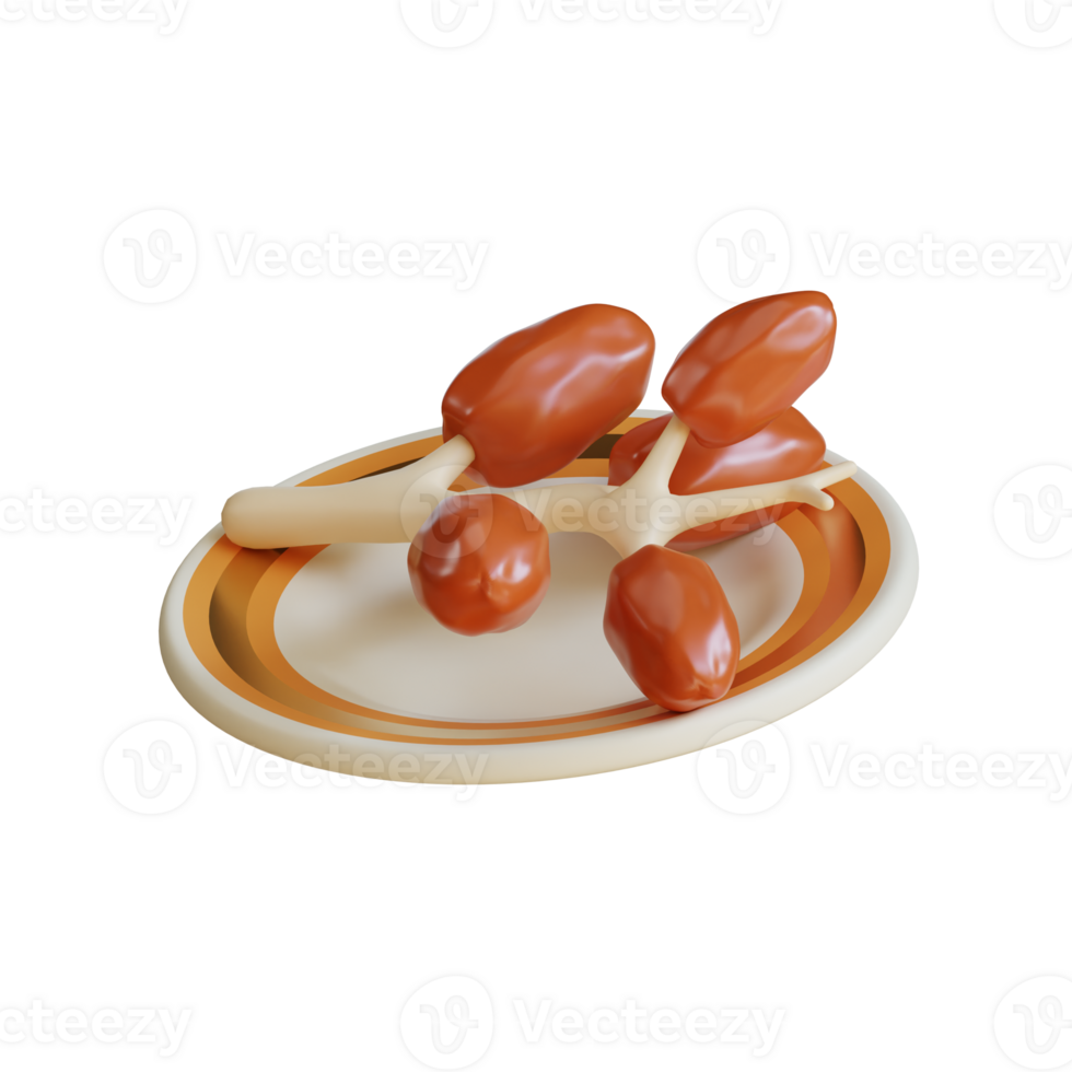 3D Render of Dates on Plate png