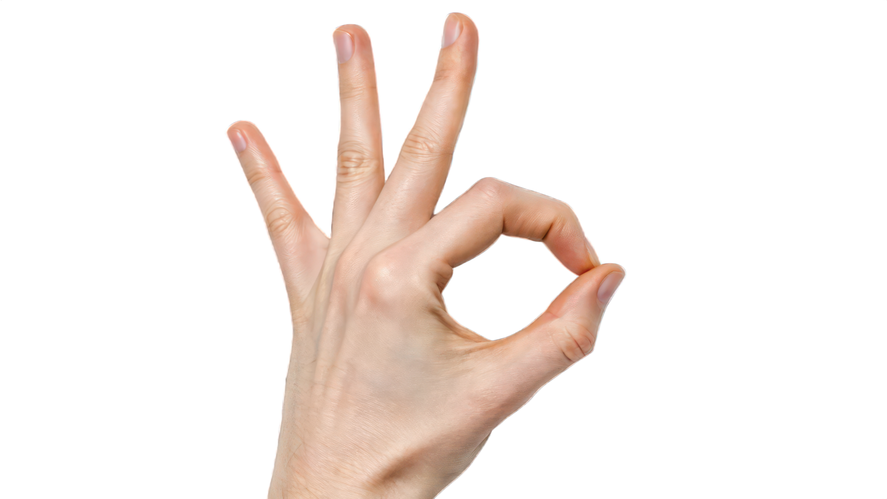 A hand is making an ok sign with two fingers png