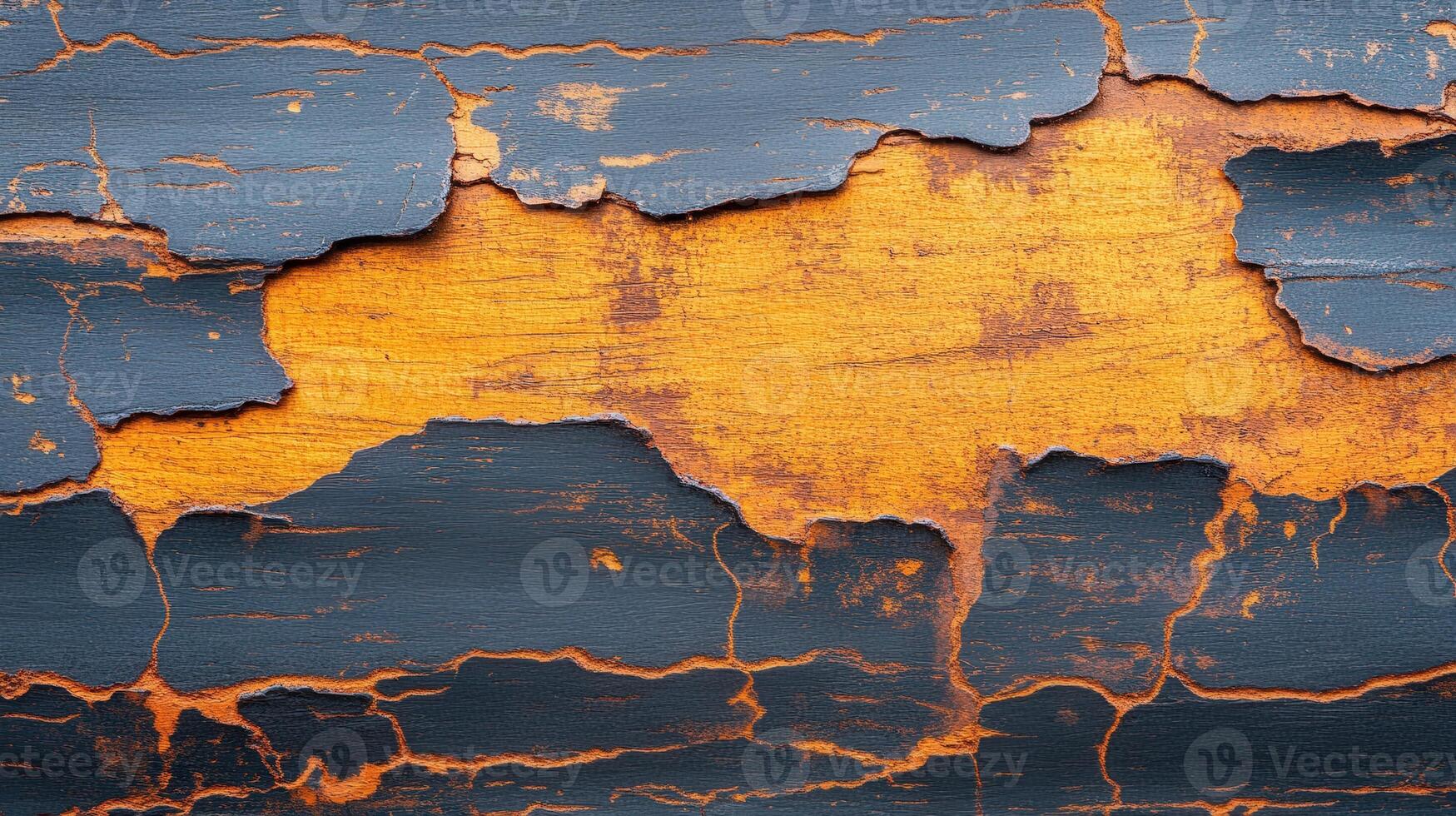 A close-up of cracked and peeling paint revealing vibrant colors beneath, perfect for artistic and design projects. photo