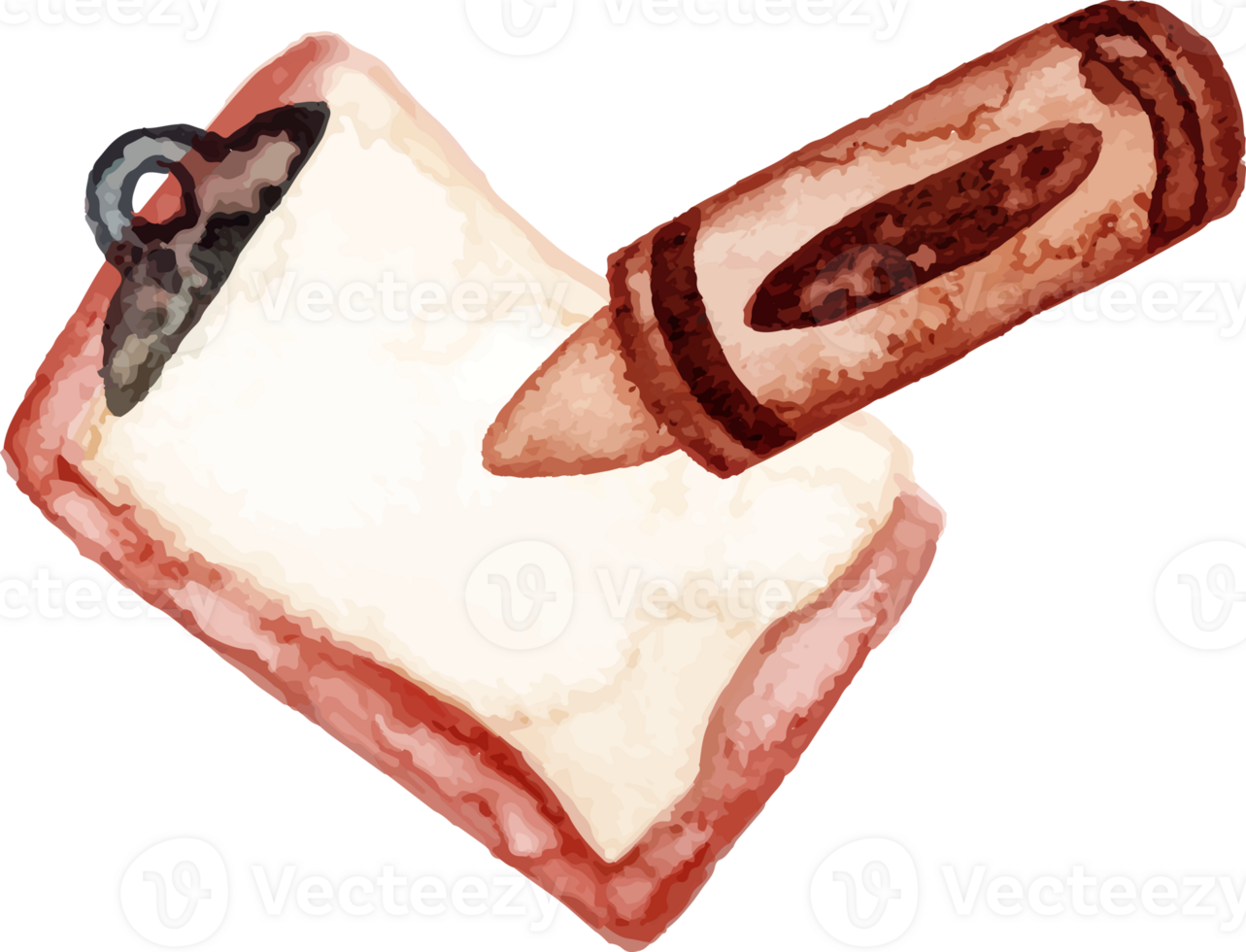 a watercolor drawing of a pencil and a piece of paper png