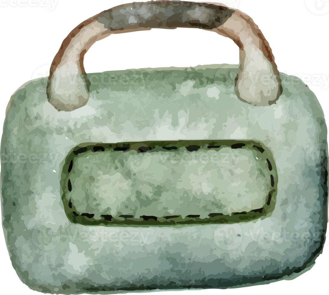 a green bag with handles on it png