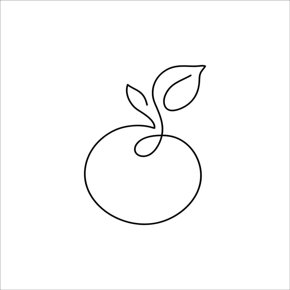 continuous single line drawing of a delicious ripe apple, line art illustration vector