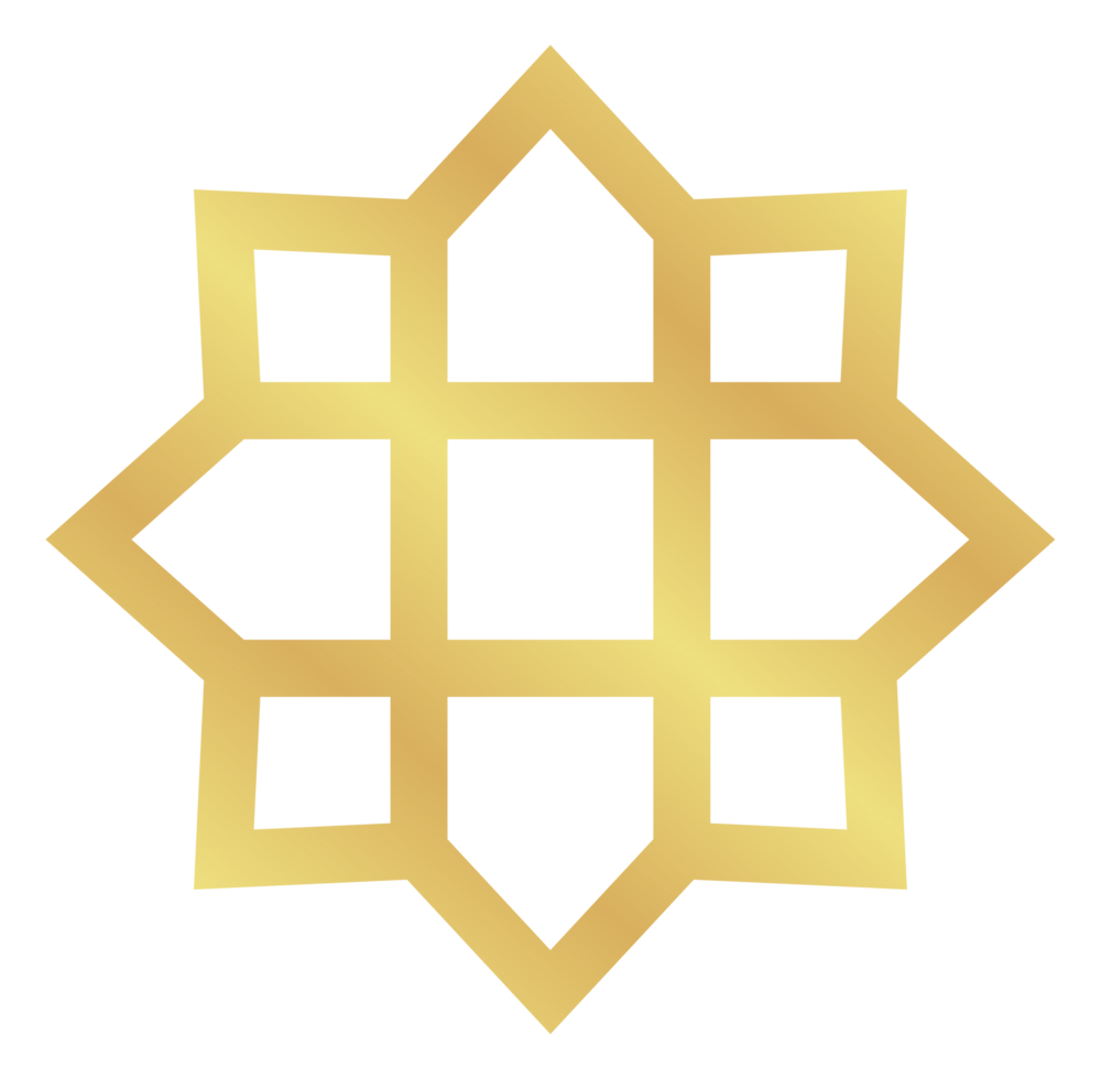 The Square Gold Gradient Minimalist Islamic Geometric Pattern Star Frame for Ramadan and Eid Events png