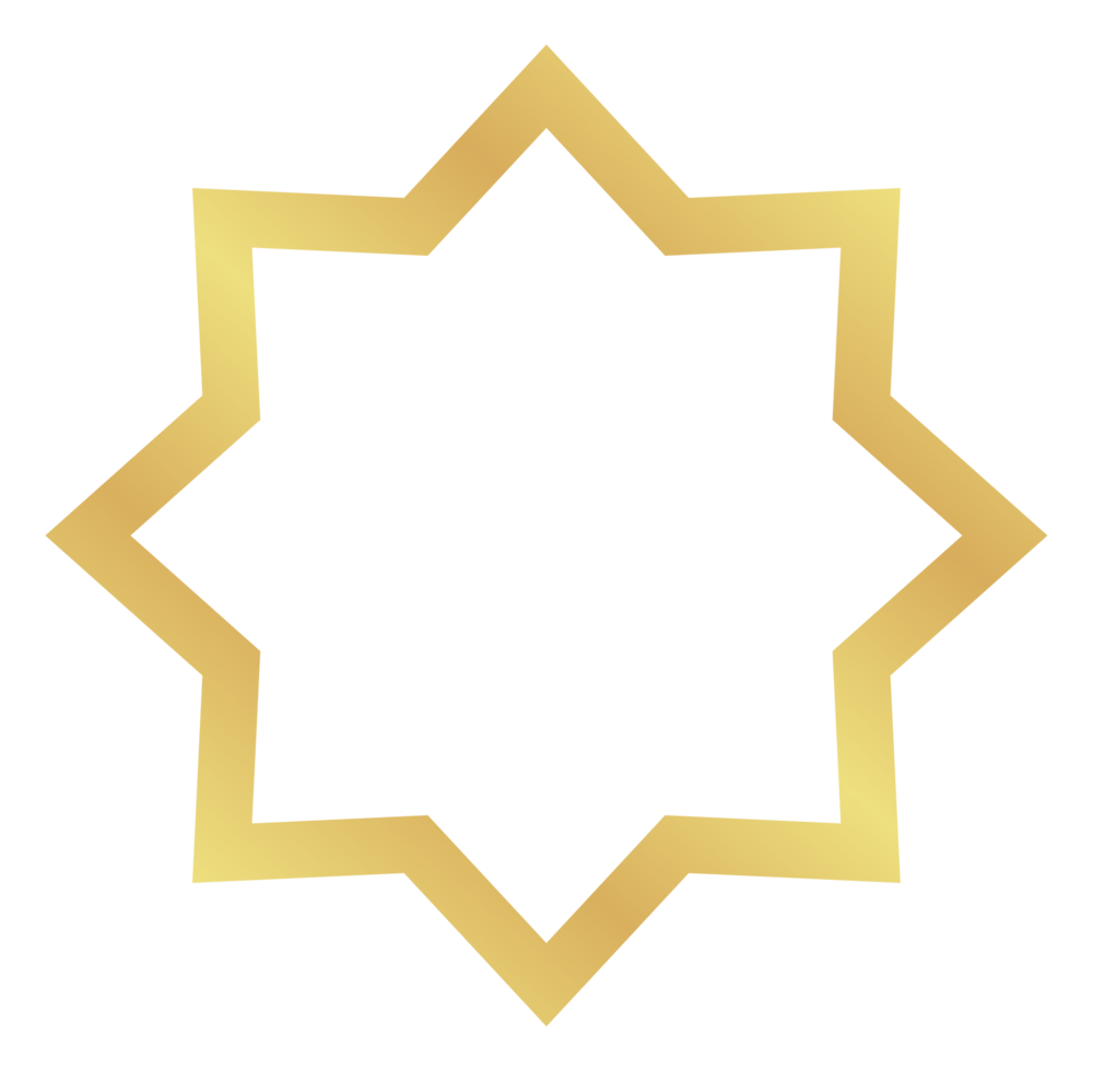 The Basic Gold Gradient Minimalist Islamic Geometric Pattern Star Frame for Ramadan and Eid Events png