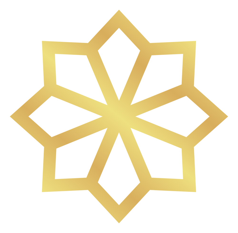 The Cross Gold Gradient Minimalist Islamic Geometric Pattern Star Frame for Ramadan and Eid Events png