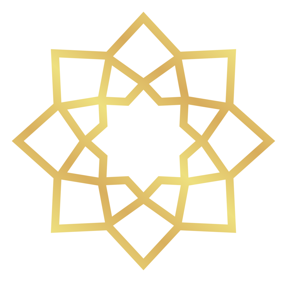 The Abstract Gold Gradient Minimalist Islamic Geometric Pattern Star Frame for Ramadan and Eid Events png