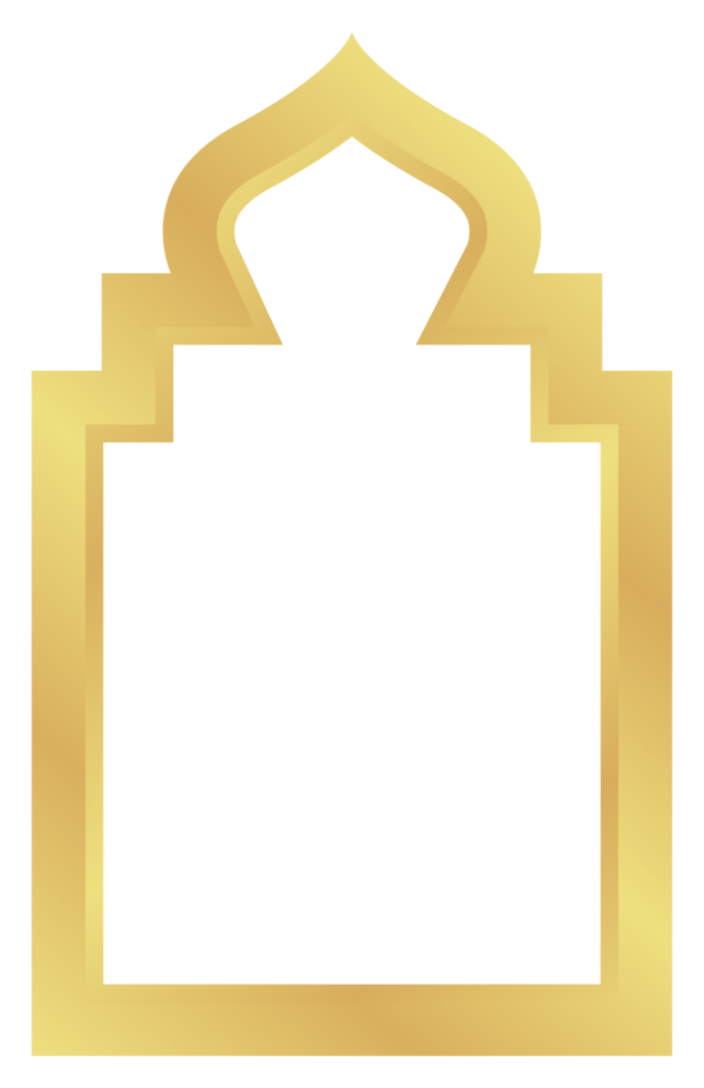 The Dome with Double Rectangle Gold Gradient Oriental Style Islamic Frame Arches with Modern Boho Mosque Dome for Door png